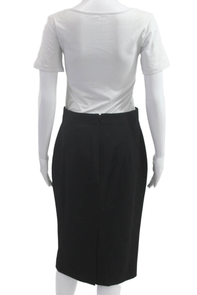 Alexander McQueen Womens Black Wool Straight Pencil Skirt Knee Length Size 44