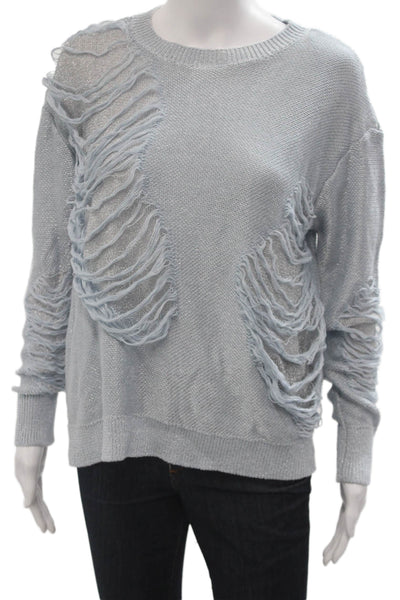 Zara Unisex Pullover Sweater Light Blue Long Sleeve Crew Neck Grunge Size S