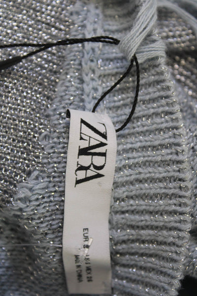 Zara Unisex Pullover Sweater Light Blue Long Sleeve Crew Neck Grunge Size S