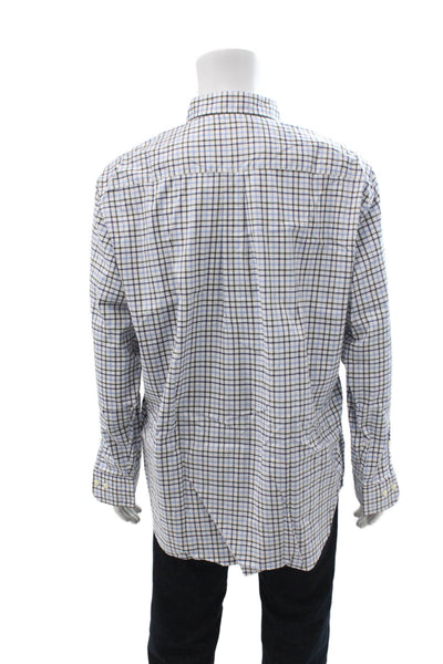 Peter Millar Mens Button-Down Blue Check Dress Shirt Long Sleeve Size XL
