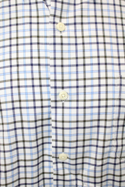 Peter Millar Mens Button-Down Blue Check Dress Shirt Long Sleeve Size XL