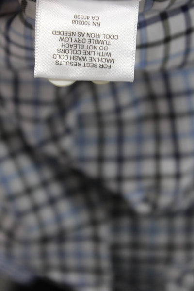Peter Millar Mens Button-Down Blue Check Dress Shirt Long Sleeve Size XL