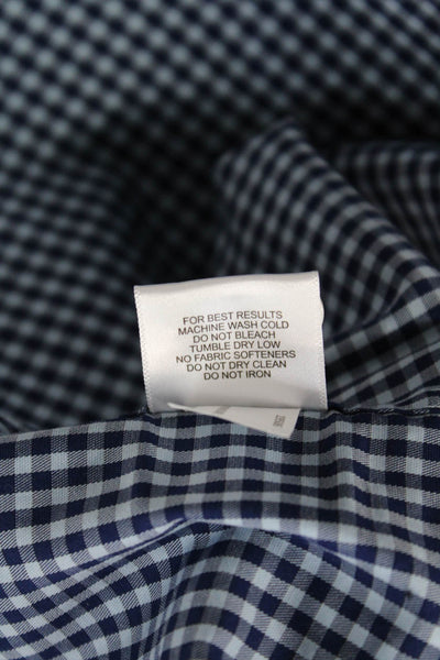 Peter Millar Mens Button-Down Dress Shirt Dark Blue Check Long Sleeve Size XL