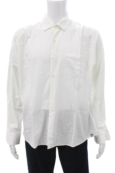Peter Millar Mens White Point Collar Button Up Dress Shirt Long Sleeve Size XL