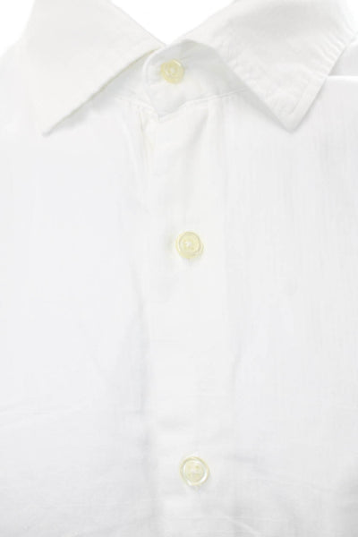Peter Millar Mens White Point Collar Button Up Dress Shirt Long Sleeve Size XL