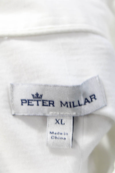 Peter Millar Mens White Point Collar Button Up Dress Shirt Long Sleeve Size XL