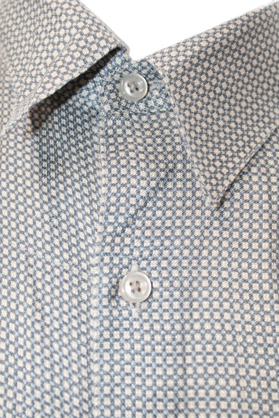 Perry Ellis Mens Printed Collar Short Sleeve Button Down Shirt Brown Size L