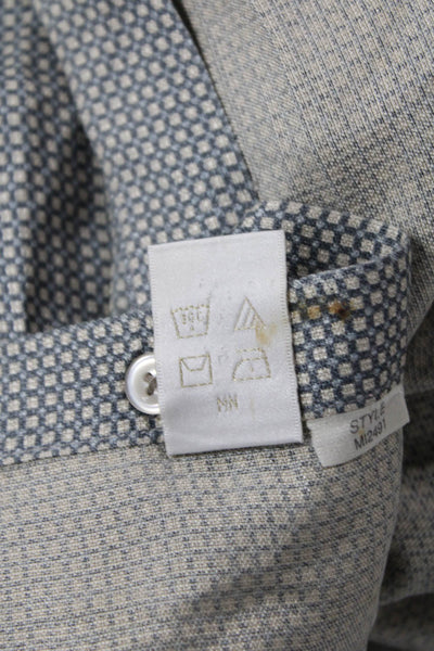 Perry Ellis Mens Printed Collar Short Sleeve Button Down Shirt Brown Size L