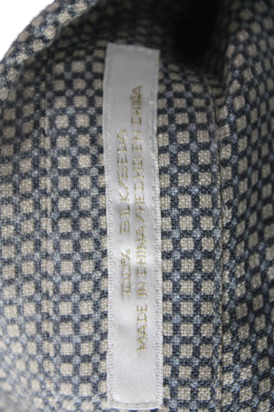 Perry Ellis Mens Printed Collar Short Sleeve Button Down Shirt Brown Size L
