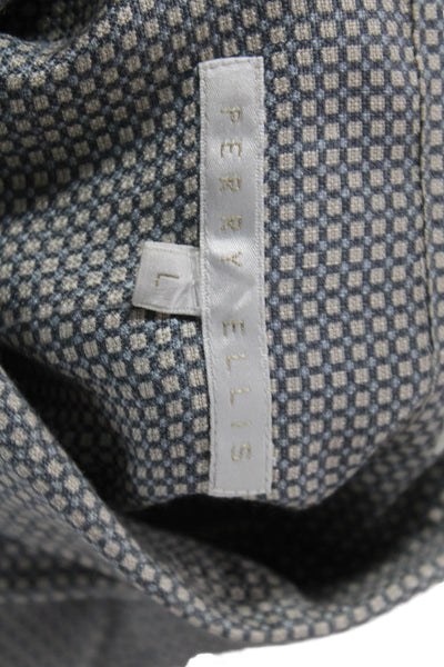 Perry Ellis Mens Printed Collar Short Sleeve Button Down Shirt Brown Size L