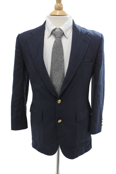 Barneys New York Mens Dark Blue Wool Blend Classic Blazer Button Size 36
