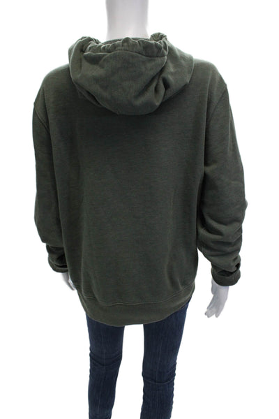 J Crew Unisex Full-zip Hoodie Army Green Cotton Polyester Size L