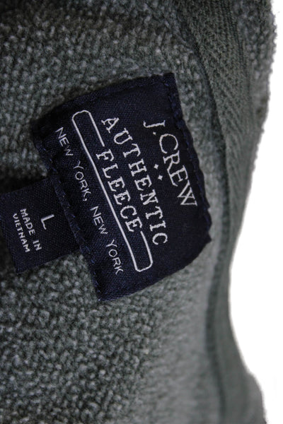 J Crew Unisex Full-zip Hoodie Army Green Cotton Polyester Size L