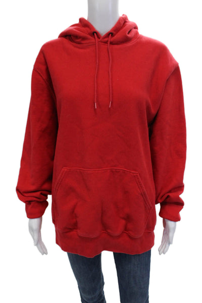J Crew Unisex Red Pullover Hoodie Drawstring Size L