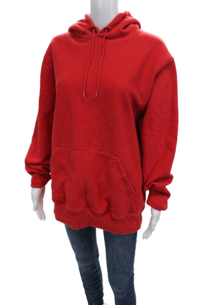 J Crew Unisex Red Pullover Hoodie Drawstring Size L