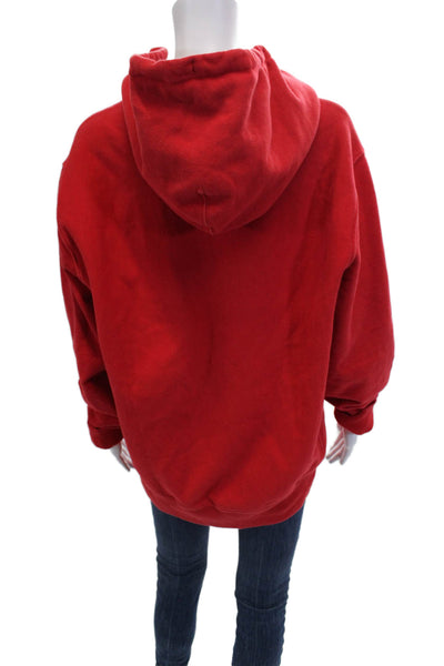 J Crew Unisex Red Pullover Hoodie Drawstring Size L
