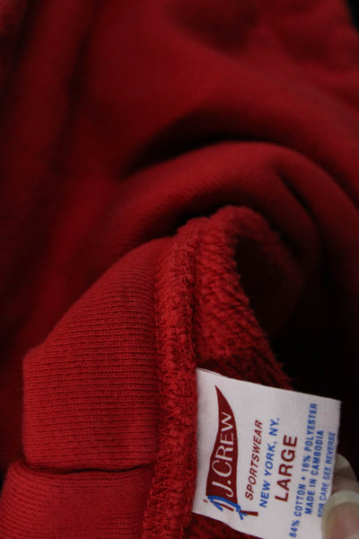 J Crew Unisex Red Pullover Hoodie Drawstring Size L