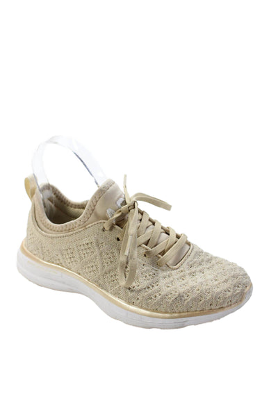 APL Womens Woven Round Toe Low Top Running Sneakers Beige Size 5.5