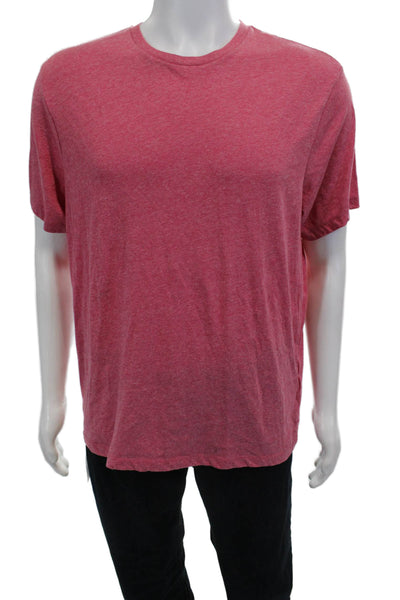J Crew Mens Pink Crew Neck Short Sleeve T-Shirt 51% Cotton 49% Polyester Size L