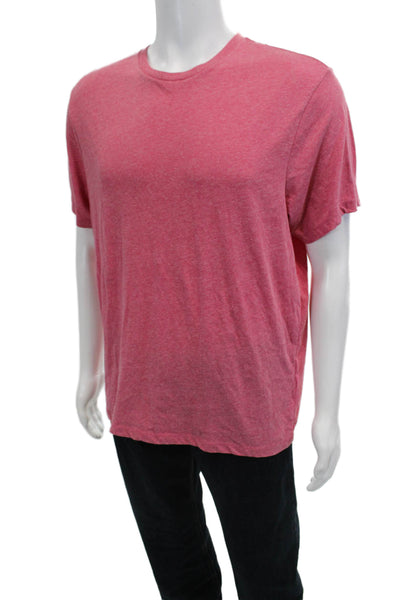 J Crew Mens Pink Crew Neck Short Sleeve T-Shirt 51% Cotton 49% Polyester Size L