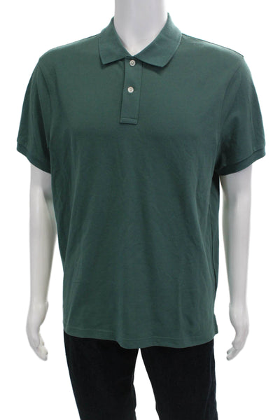 J Crew Mens Green Collared Short Sleeve Polo Solid Size L