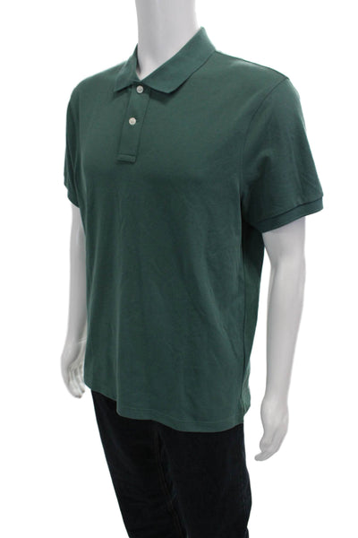 J Crew Mens Green Collared Short Sleeve Polo Solid Size L