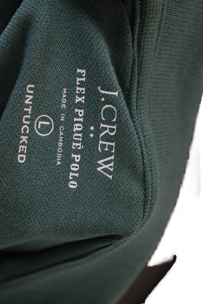 J Crew Mens Green Collared Short Sleeve Polo Solid Size L