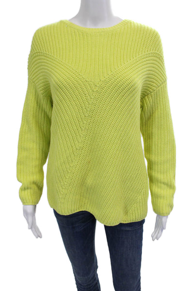 Rachel Zoe Womens Yellow Crew Neck Pullover Sweater Long Sleeve Size M
