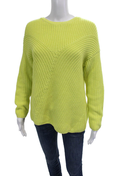 Rachel Zoe Womens Yellow Crew Neck Pullover Sweater Long Sleeve Size M