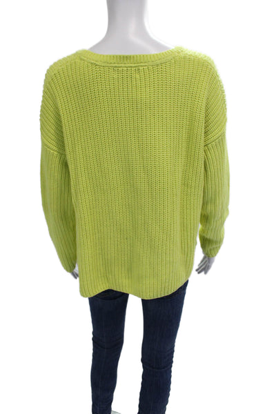 Rachel Zoe Womens Yellow Crew Neck Pullover Sweater Long Sleeve Size M