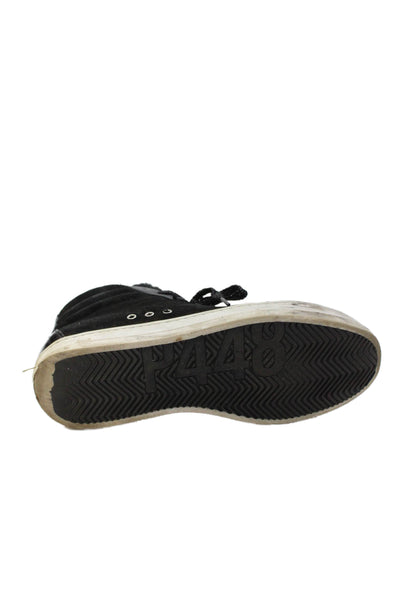 P448 Womens Suede Animal Print Lace-Up High-Top Sneakers Black Size 9