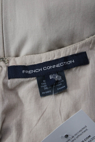 French Connection Womens Shift Dress Beige Short Sleeve Cotton Size 6