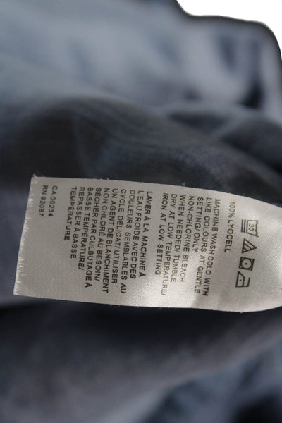 Saks Fifth Avenue Women Shirt Dress Blue Long Sleeve Collared Button Size M