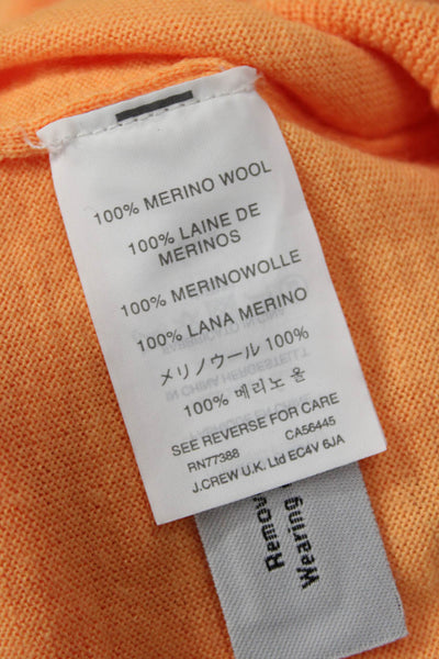 J Crew Women Merino Wool Crew Neck Pullover Sweater Orange 3/4 Sleeve Size PM