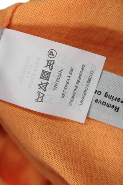 J Crew Women Merino Wool Crew Neck Pullover Sweater Orange 3/4 Sleeve Size PM
