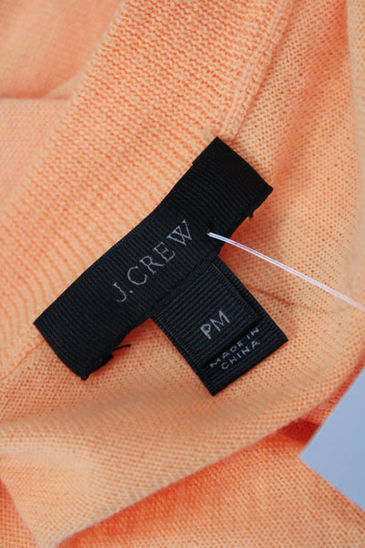 J Crew Women Merino Wool Crew Neck Pullover Sweater Orange 3/4 Sleeve Size PM