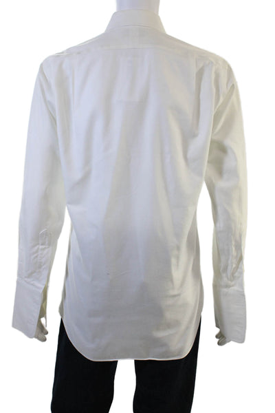 Paul Fredrick Mens Cotton Collared Long Sleeve Button Down Shirt White Size 15