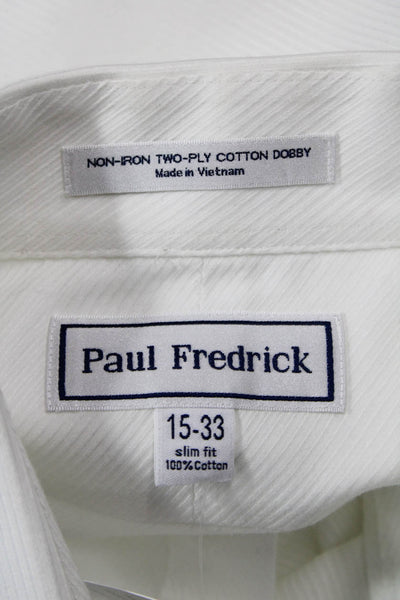 Paul Fredrick Mens Cotton Collared Long Sleeve Button Down Shirt White Size 15