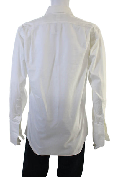 Paul Fredrick Mens Cotton Collared Long Sleeve Button Down Shirt  Top White Size