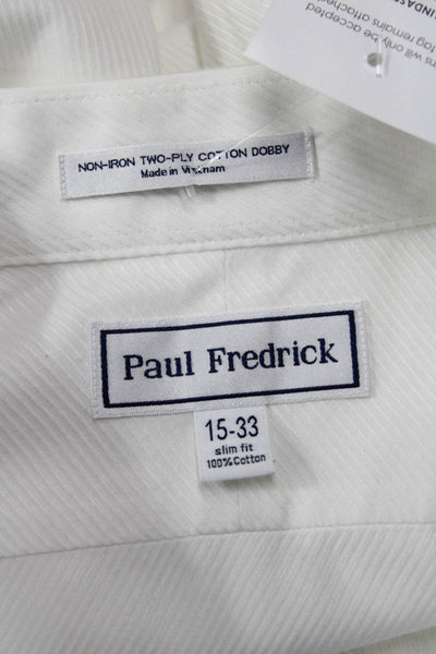 Paul Fredrick Mens Cotton Collared Long Sleeve Button Down Shirt  Top White Size