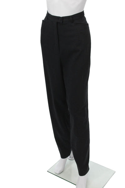Folio Womens Dress Pants Black Button Polyester Rayon Lycra Size M