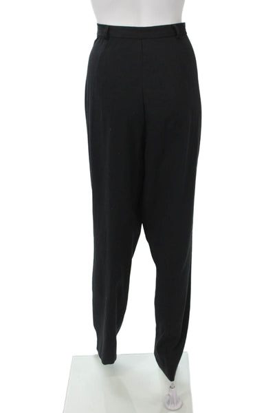 Folio Womens Dress Pants Black Button Polyester Rayon Lycra Size M
