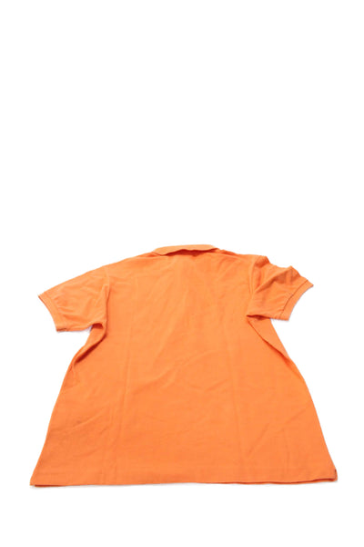 Lacoste Boys Short Sleeve V-neck Button Polo T-shirt Orange Size 04