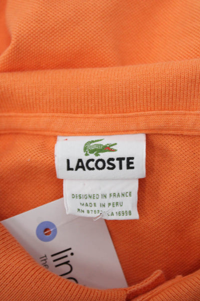 Lacoste Boys Short Sleeve V-neck Button Polo T-shirt Orange Size 04