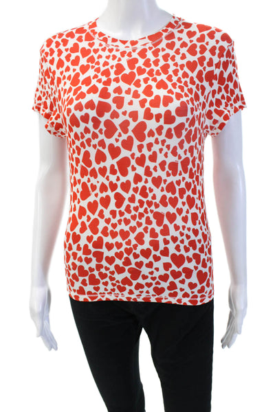 Stripe & Stare Women Basic Red Heart Crew Neck Short Sleeve T-Shirt Size S