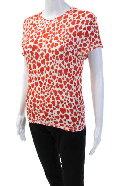 Stripe & Stare Women Basic Red Heart Crew Neck Short Sleeve T-Shirt Size S
