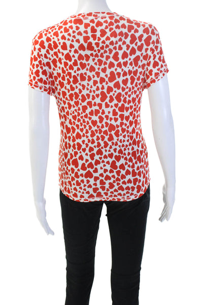 Stripe & Stare Women Basic Red Heart Crew Neck Short Sleeve T-Shirt Size S