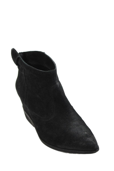 Bella Womens Suede Pointed Toe Slip On Ankle Boots Black Size 8.5
