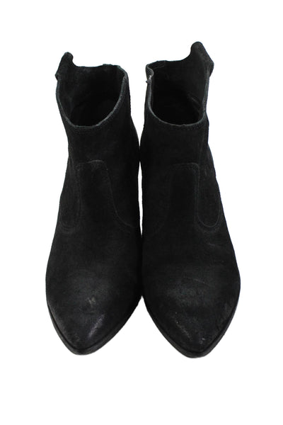 Bella Womens Suede Pointed Toe Slip On Ankle Boots Black Size 8.5