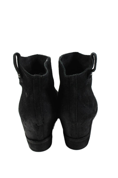 Bella Womens Suede Pointed Toe Slip On Ankle Boots Black Size 8.5